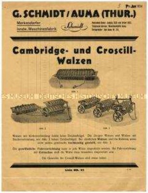 Cambridge- und Croscill-Walzen für die Bodenbearbeitung