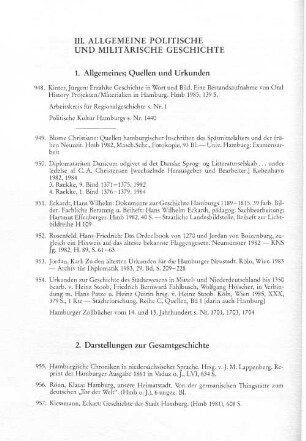 III. Allgemeine Politische und Militärische Geschichte