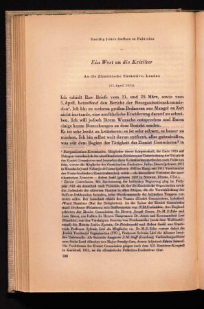 Ein Wort an die Kritiker