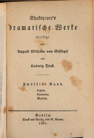 Shakspeare's dramatische Werke, 12