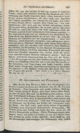 IV. Gynäkologie und Pädiatrik.