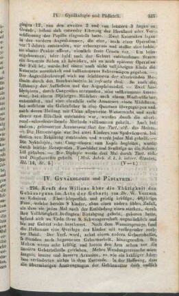IV. Gynäkologie und Pädiatrik.