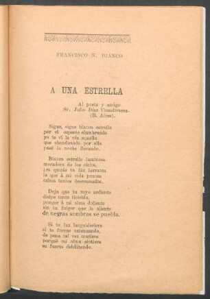 A una estrella : [Habanera]. - Al poeta y amigo Sr. Julio Díaz Usandivaras, (B. Aires).