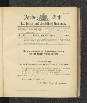 No.190, Freitag, den 15. August 1919