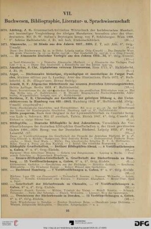 VII. Buchwesen, Bibliographie, Literatur- und Sprachwissenschaft (Nr. 1670-1798)