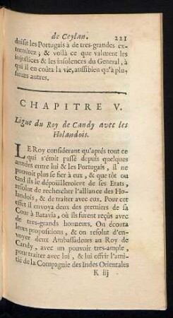 Chapitre V. Ligue du Roy de Candy avec les Holandois
