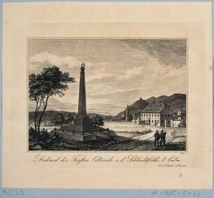 Das Österreichische Denkmal von 1825 für den General Colloredo-Mansfeld der Schlacht bei Kulm (Culm, heute Chlumec u Chabařovic) bei Teplitz (heute Teplice)