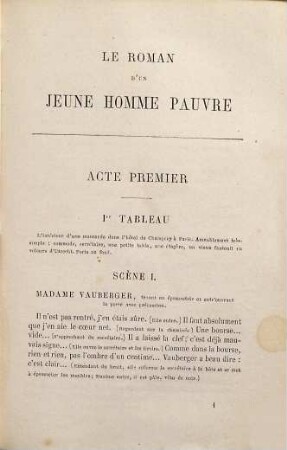 Le roman d'un jeune homme pauvre : comédie en cinq actes et sept tableaux