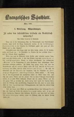 Ist neben dem belletristischen Lesebuche ein Reallesebuch notwendig?