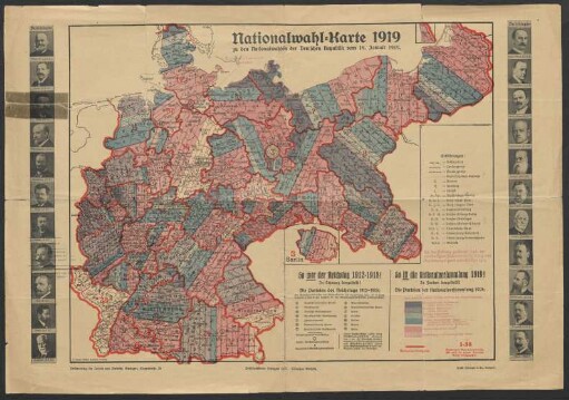 Nationalwahl-Karte 1919 zu den Nationalwahlen der Deutschen Republik vom 19. Januar 1919