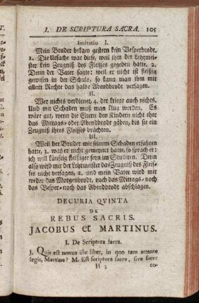 Decuria quinta de rebus sacris. Jacobus et Martinus.
