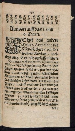 Antwort auff das 8. und 9. Capitel.