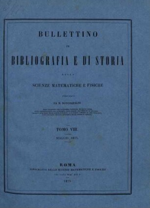 Tomo VIII. Maggio 1875.