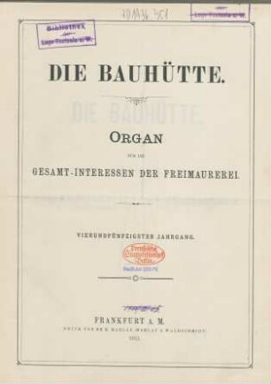 54. Jahrgang, No. 1 (7. Januar 1911)-No. 30 (29. Juli 1911): Die Bauhütte