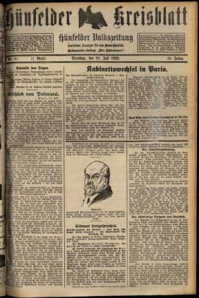 Erste Ausgabe vom Dienstag, den 30. Juli 1929.