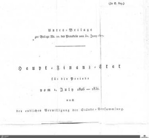 Haupt-Finanz-Etat 1826-1830