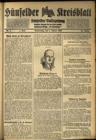 Zweite Ausgabe vom Donnerstag, den 05. Januar 1933.