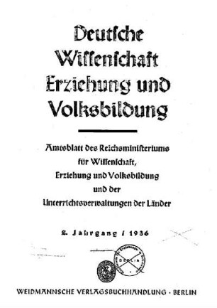 2: Deutsche Wissenschaft, Erziehung und Volksbildung - 2.1936