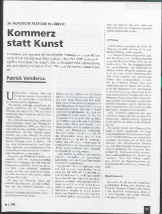 34. Nordische Filmtage in Lübeck: Kommerz statt Kunst