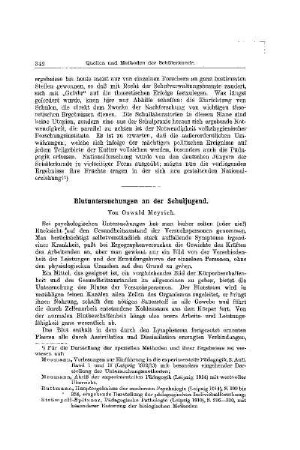 Blutuntersuchungen an der Schuljugend