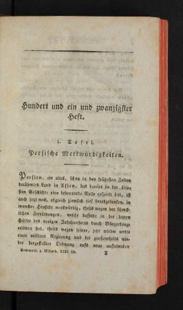 Hundert und ein und zwanzigster Heft.