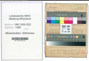Entnazifizierung Wilhelmine Meisenkothen , geb. 07.03.1912 (Baecker)