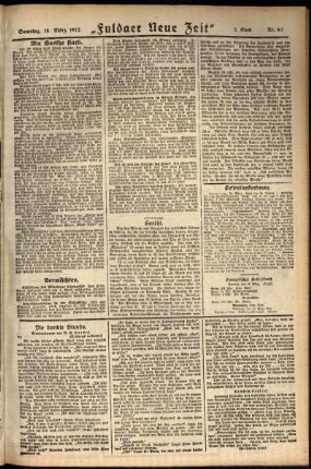 Zweite Ausgabe vom Samstag, den 18. März 1922.