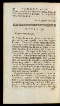 Lettre XIII. Ma très chère Enfant, ...