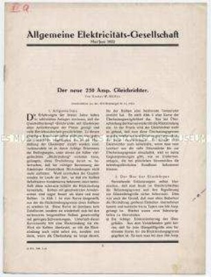 Der neue 250 Amp. Gleichrichter