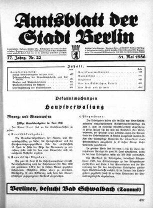 1936,22: Nr. 22, 31. Mai 1936