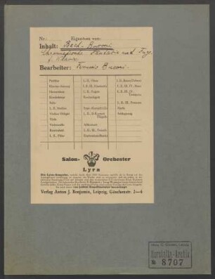 Chromatische Fantasie und Fuge. Arr; pf; KinBu B 31