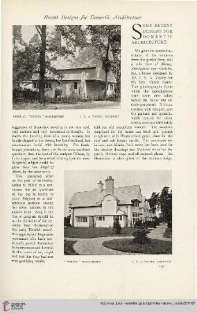 Some recent designs for domestic architecture