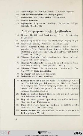 Silbergegenstände, Brillanten (Nr. 190-203)