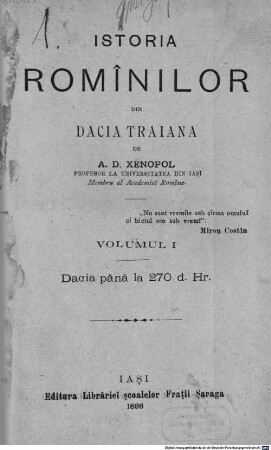 Istoria romînilor din Dacia Traiană, 1. Dacia pănă la 270 d. Hr.