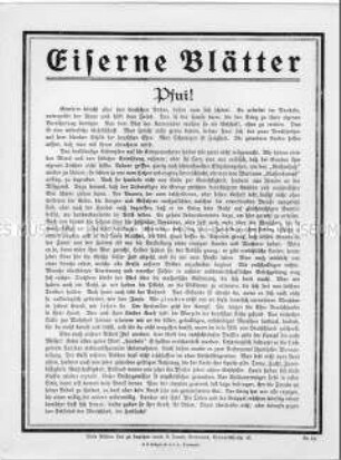 Patriotisches Flugblatt aus der Reihe "Eiserne Blätter"