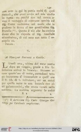 V. A Monsignor Fantuzzi a Gualdo