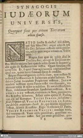 Synagogis Iudaeorum Universis