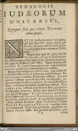 Synagogis Iudaeorum Universis