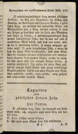 227-237, Tagzeiten zum goettlichen Herzen Jesu.