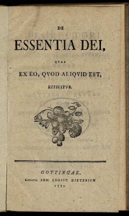 De Essentia Dei, Quae Ex Eo, Quod Aliquid Est, Efficitur