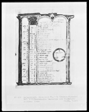 Missale, Ms. 114, folio 7, Kalenderseite September mit Tierkreiszeichen Waage