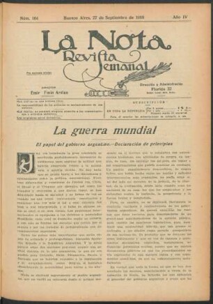 La guerra mundial : El papel del gobierno argentino. - Declaración de principios
