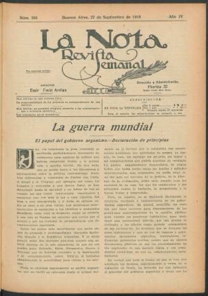 La guerra mundial : El papel del gobierno argentino. - Declaración de principios