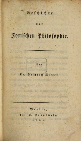 Geschichte der ionischen Philosophie