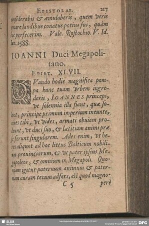 Joanni Duci Megapolitano. Epist. XLVII.