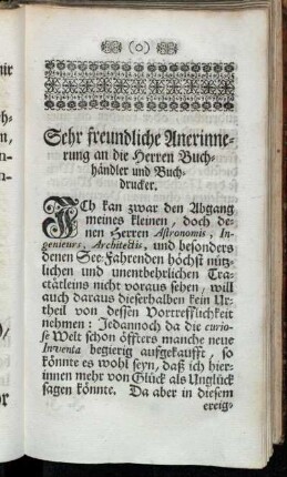 Sehr freundliche Anerinnerung an die Herren Buchhändler und Buchdrucker.