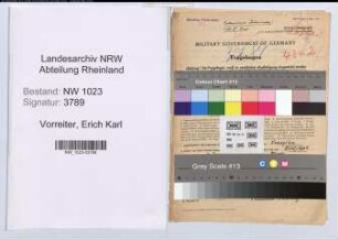 Entnazifizierung Erich Karl Vorreiter , geb. 10.01.1916 (Bueroangest.)
