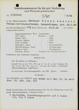 Wannenmacher, Leodegar