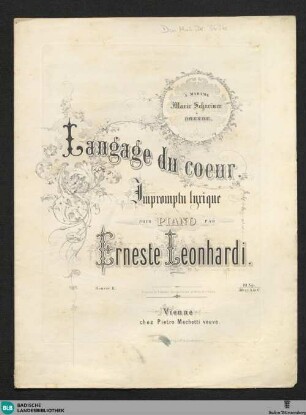 Langage du coeur : impromptu lyrique pour piano; oeuvre 11