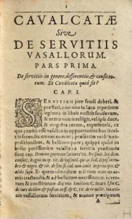 Tractatus feudalis de cavalcata et vasallorum servitiis pacis et belli tempore praestandis